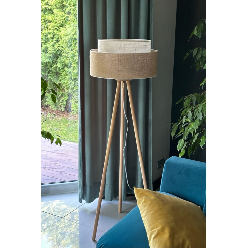 Duolla - Podna lampa YUTE BOHO 1xE27/15W/230V pr. 45 cm smeđa/krem