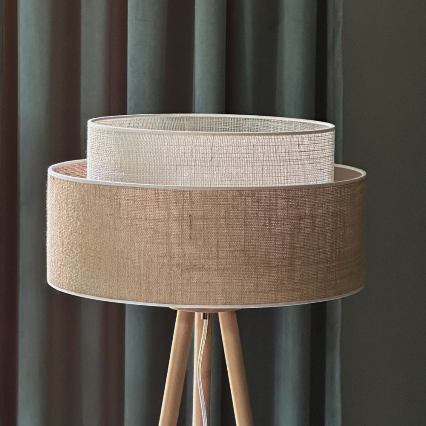 Duolla - Podna lampa YUTE BOHO 1xE27/15W/230V pr. 45 cm smeđa/krem
