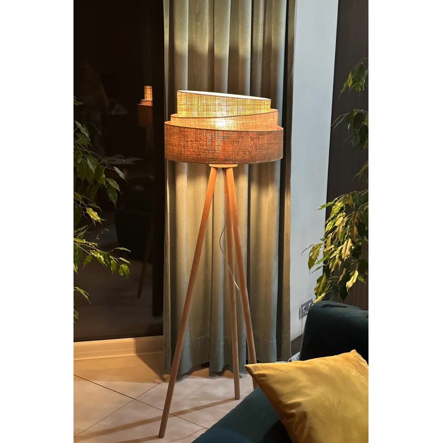 Duolla - Podna lampa YUTE TRIO 1xE27/15W/230V pr. 45 cm smeđa/siva/bež