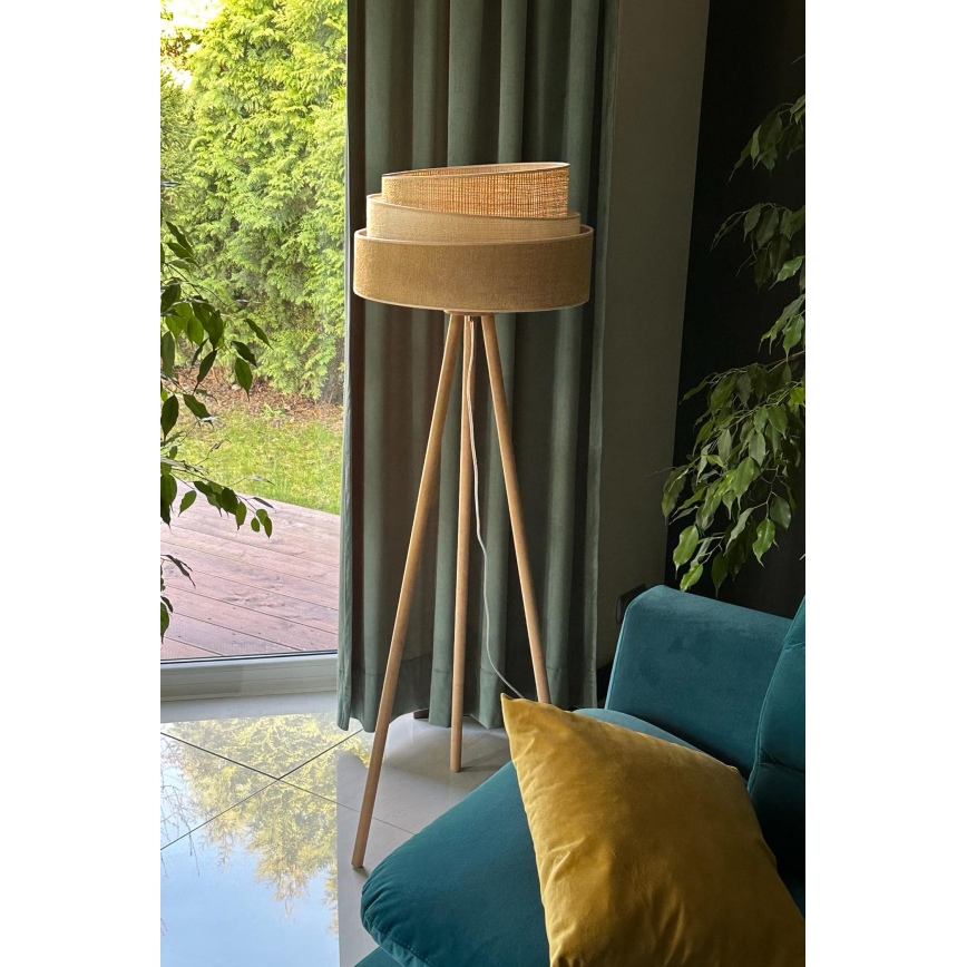 Duolla - Podna lampa YUTE TRIO 1xE27/15W/230V pr. 45 cm smeđa/siva/bež
