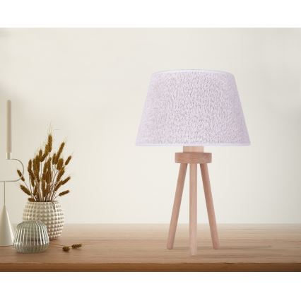 Duolla - Stolna lampa BOUCLE 1xE27/15W/230V pr. 28 cm bijela/drvo