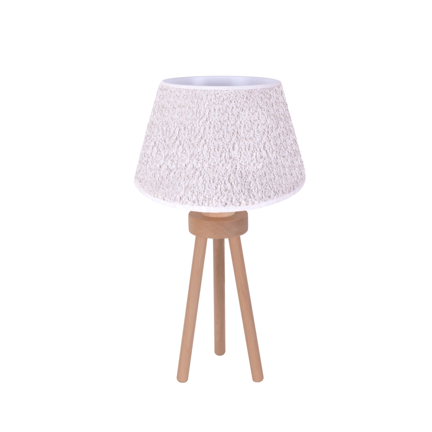 Duolla - Stolna lampa BOUCLE 1xE27/15W/230V pr. 28 cm bijela/drvo