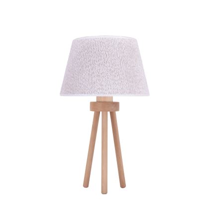 Duolla - Stolna lampa BOUCLE 1xE27/15W/230V pr. 28 cm bijela/drvo