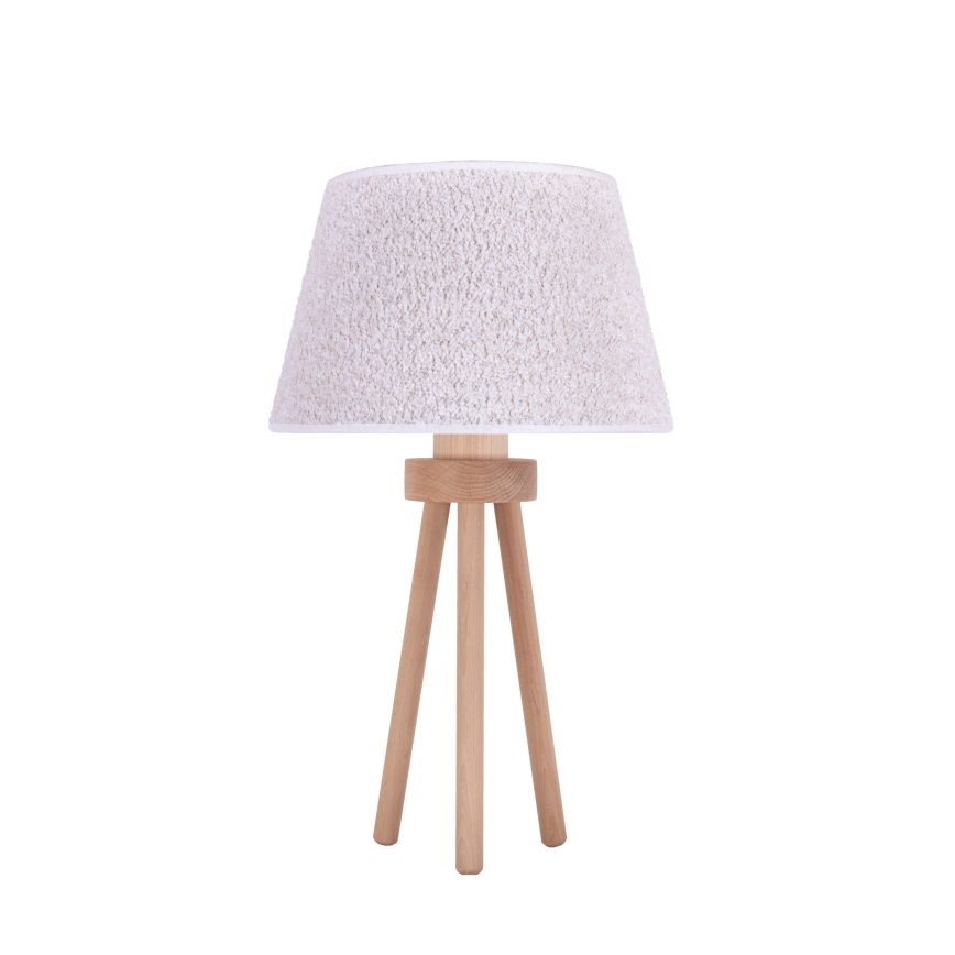 Duolla - Stolna lampa BOUCLE 1xE27/15W/230V pr. 28 cm bijela/drvo