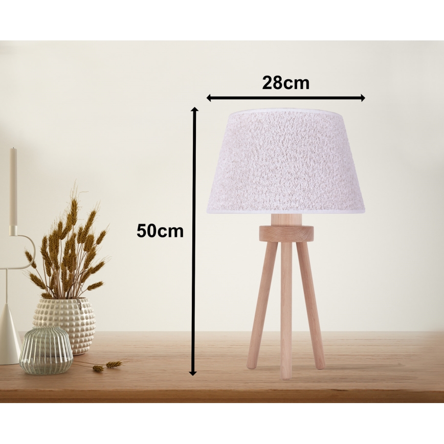 Duolla - Stolna lampa BOUCLE 1xE27/15W/230V pr. 28 cm bijela/drvo