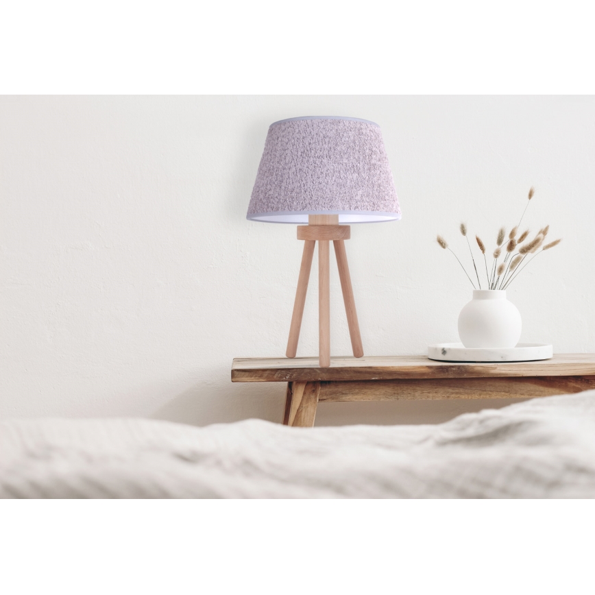Duolla - Stolna lampa BOUCLE 1xE27/15W/230V pr. 28 cm siva/drvo