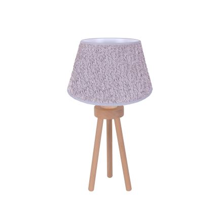 Duolla - Stolna lampa BOUCLE 1xE27/15W/230V pr. 28 cm siva/drvo