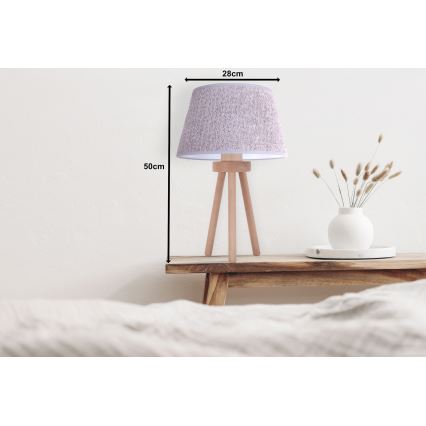 Duolla - Stolna lampa BOUCLE 1xE27/15W/230V pr. 28 cm siva/drvo