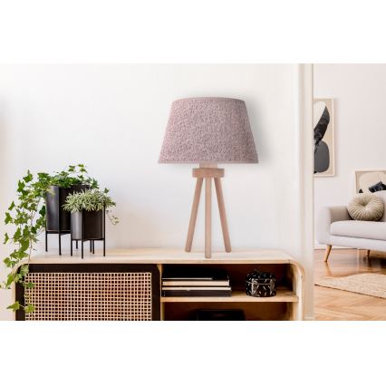 Duolla - Stolna lampa BOUCLE 1xE27/15W/230V pr. 28 cm smeđa/drvo