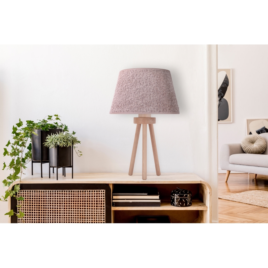 Duolla - Stolna lampa BOUCLE 1xE27/15W/230V pr. 28 cm smeđa/drvo