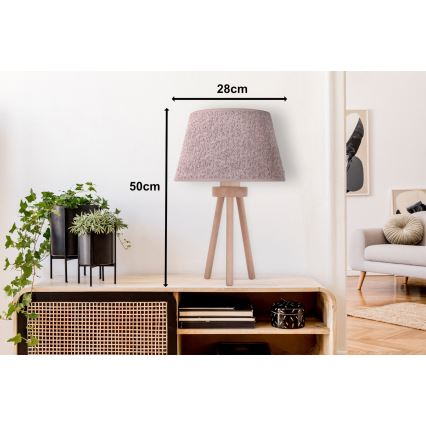 Duolla - Stolna lampa BOUCLE 1xE27/15W/230V pr. 28 cm smeđa/drvo
