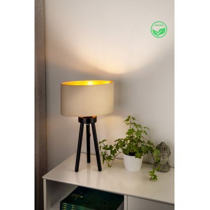 Duolla - Stolna lampa OVAL VEGAN 1xE27/15W/230V pr. 30 cm krem