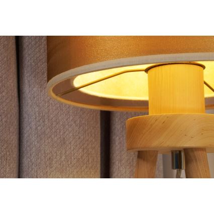 Duolla - Stolna lampa WOOD BOHO 1xE27/15W/230V pr. 25 cm bakrena/smeđa/bež