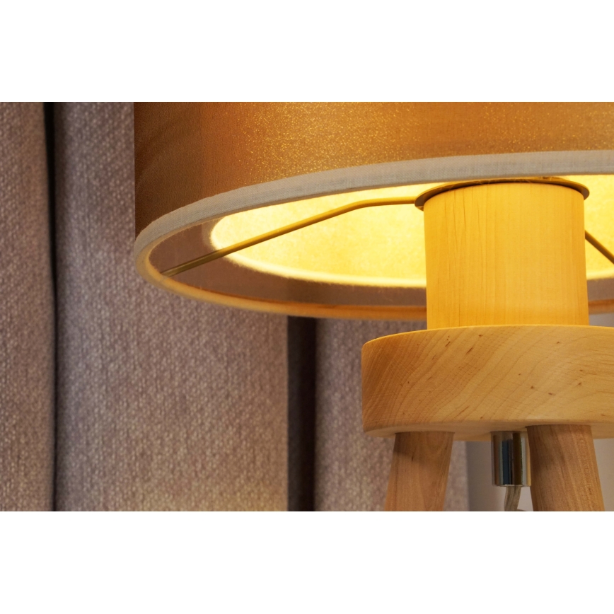Duolla - Stolna lampa WOOD BOHO 1xE27/15W/230V pr. 25 cm bakrena/smeđa/bež