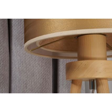 Duolla - Stolna lampa WOOD BOHO 1xE27/15W/230V pr. 25 cm bakrena/smeđa/bež