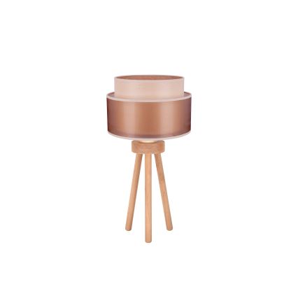 Duolla - Stolna lampa WOOD BOHO 1xE27/15W/230V pr. 25 cm bakrena/smeđa/bež