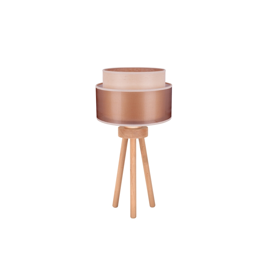 Duolla - Stolna lampa WOOD BOHO 1xE27/15W/230V pr. 25 cm bakrena/smeđa/bež