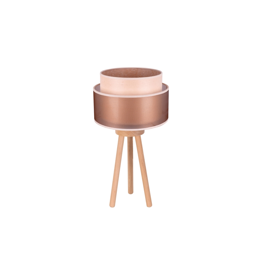 Duolla - Stolna lampa WOOD BOHO 1xE27/15W/230V pr. 25 cm bakrena/smeđa/bež