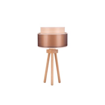 Duolla - Stolna lampa WOOD BOHO 1xE27/15W/230V pr. 25 cm bakrena/smeđa/bež