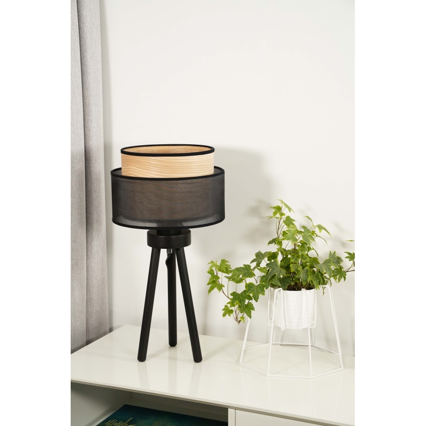 Duolla - Stolna lampa WOOD BOHO 1xE27/15W/230V pr. 25 cm crna/bež