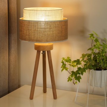 Duolla - Stolna lampa YUTE BOHO 1xE27/15W/230V pr. 25 cm smeđa/krem