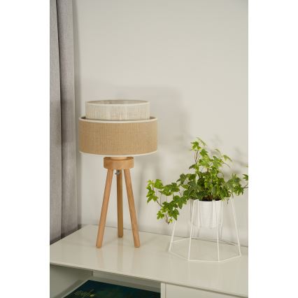 Duolla - Stolna lampa YUTE BOHO 1xE27/15W/230V pr. 25 cm smeđa/krem
