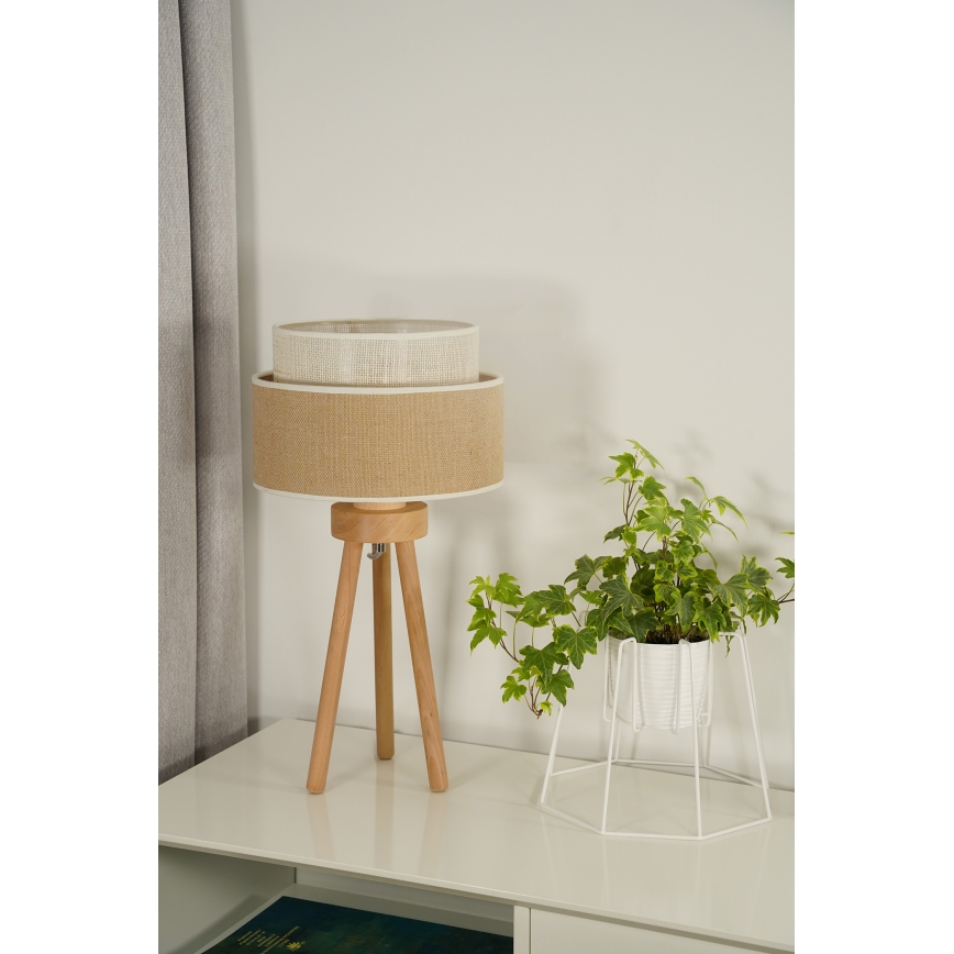 Duolla - Stolna lampa YUTE BOHO 1xE27/15W/230V pr. 25 cm smeđa/krem