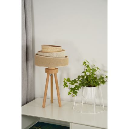 Duolla - Stolna lampa YUTE TRIO 1xE27/15W/230V pr. 25 cm smeđa/siva/bež