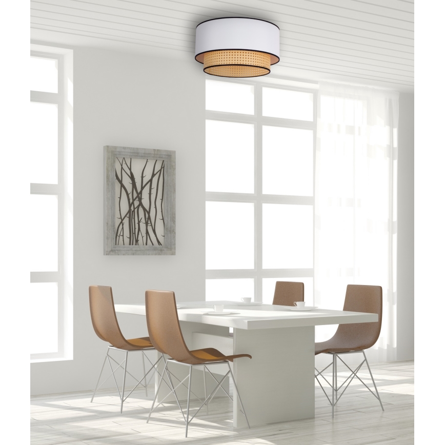 Duolla - Stropna svjetiljka BOHO 1xE27/15W/230V pr. 45 cm bijela/ratan