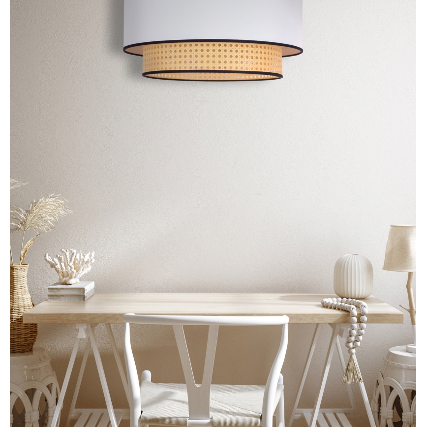 Duolla - Stropna svjetiljka BOHO 1xE27/15W/230V pr. 45 cm bijela/ratan