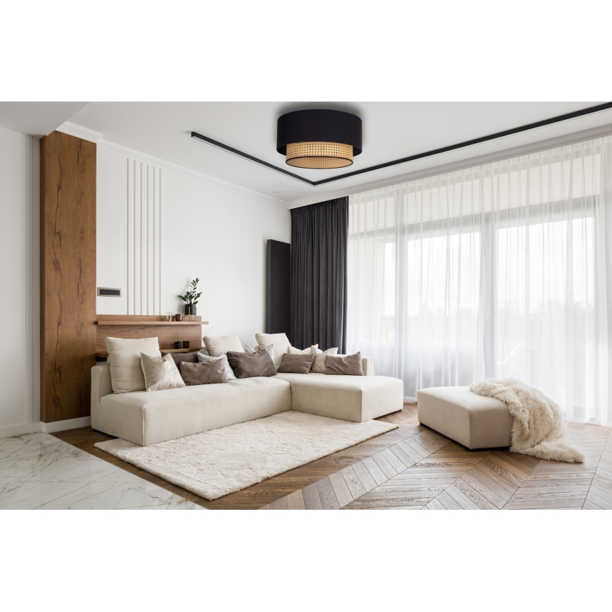 Duolla - Stropna svjetiljka BOHO 1xE27/15W/230V pr. 45 cm crna/ratan