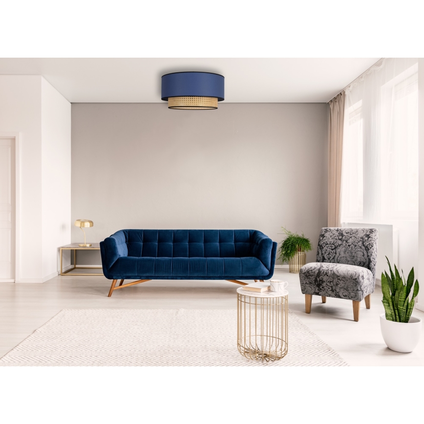 Duolla - Stropna svjetiljka BOHO 1xE27/15W/230V pr. 45 cm plava/ratan