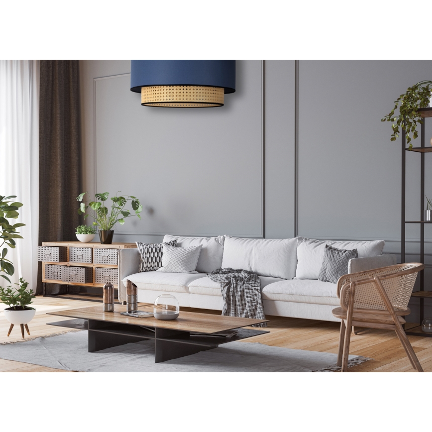 Duolla - Stropna svjetiljka BOHO 1xE27/15W/230V pr. 45 cm plava/ratan