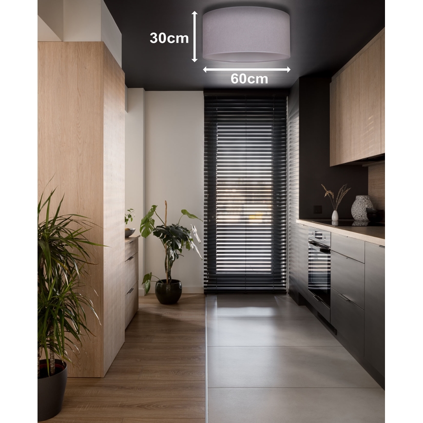 Duolla - Stropna svjetiljka BRISTOL 3xE27/15W/230V promjer 60 cm siva/bijela