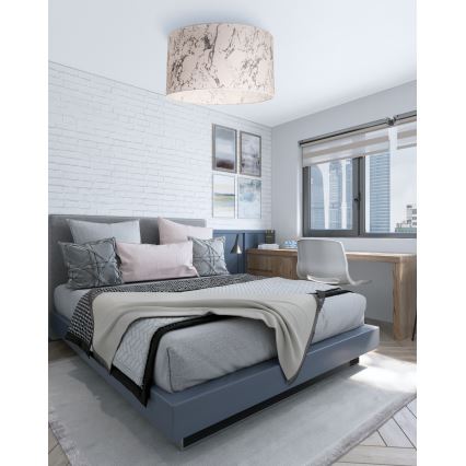 Duolla - Stropna svjetiljka MARBLE 1xE27/40W/230V pr. 45 cm bijela/siva