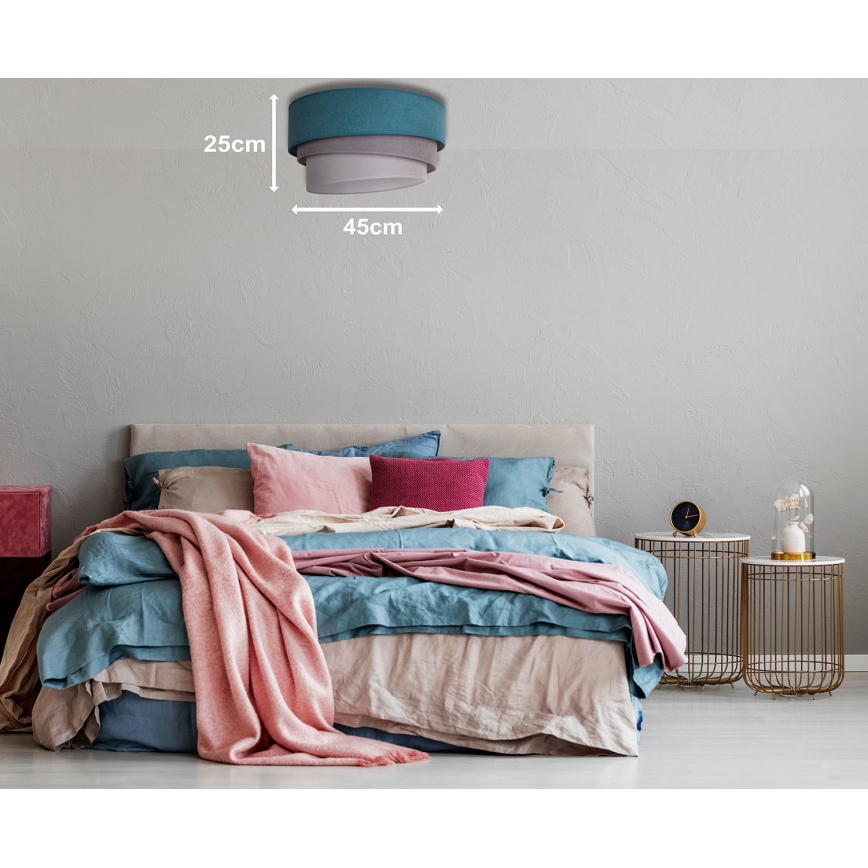 Duolla - Stropna svjetiljka TRIO 1xE27/15W/230V promjer 45 cm tirkizna/siva/bijela