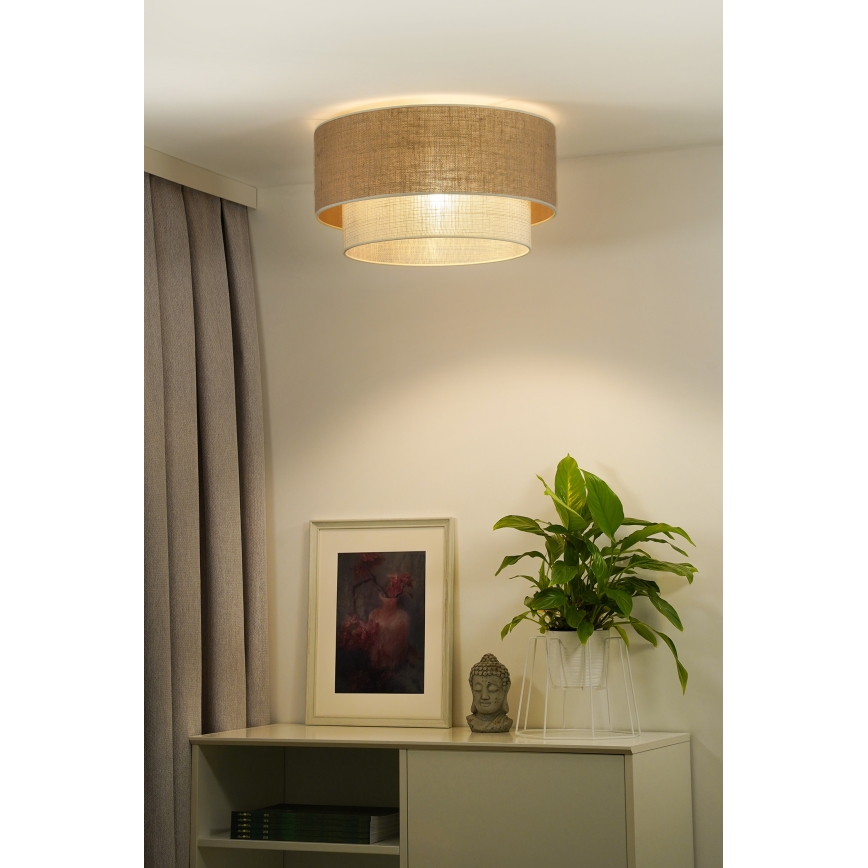 Duolla - Stropna svjetiljka YUTE BOHO 1xE27/15W/230V pr. 45 cm smeđa/krem