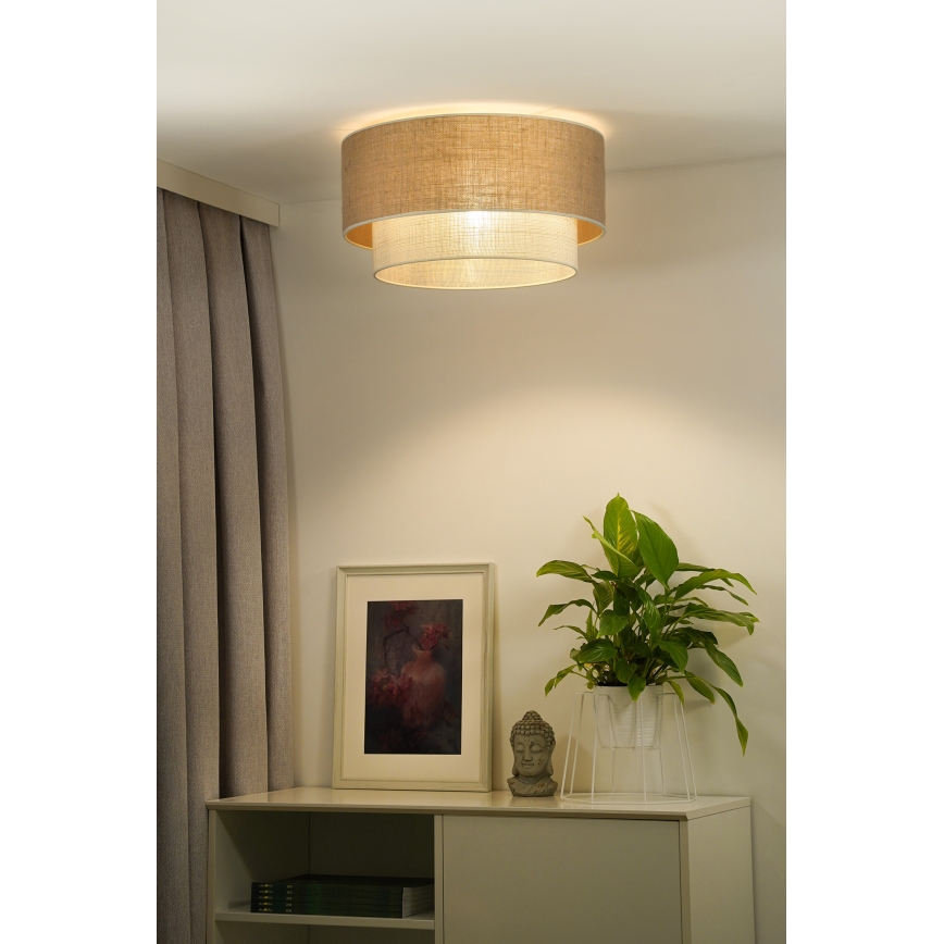 Duolla - Stropna svjetiljka YUTE BOHO 3xE27/15W/230V pr. 60 cm smeđa/krem
