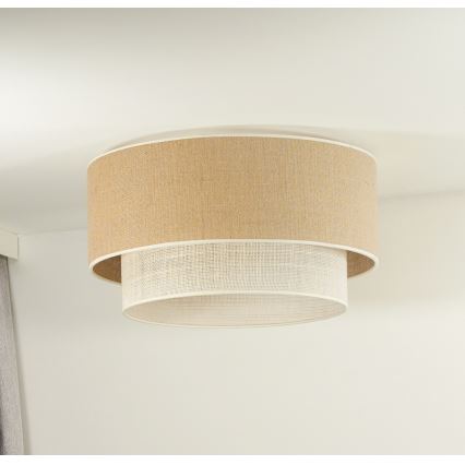 Duolla - Stropna svjetiljka YUTE BOHO 3xE27/15W/230V pr. 60 cm smeđa/krem