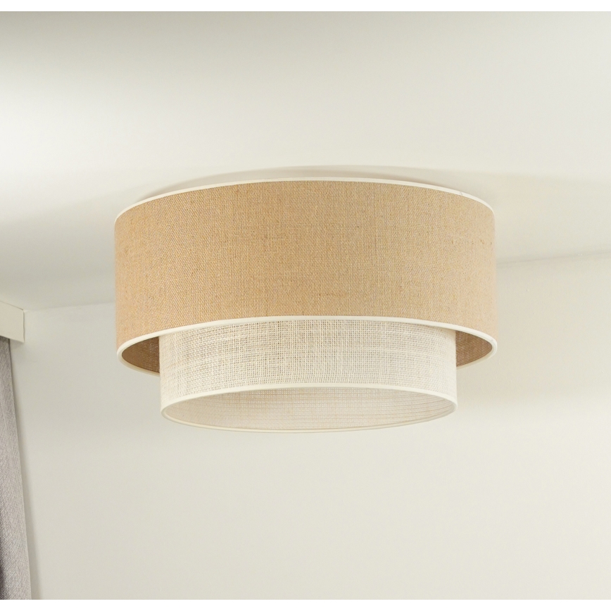 Duolla - Stropna svjetiljka YUTE BOHO 3xE27/15W/230V pr. 60 cm smeđa/krem
