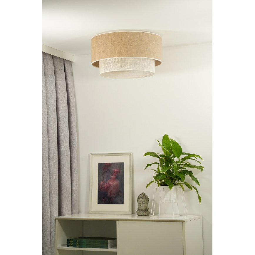 Duolla - Stropna svjetiljka YUTE BOHO 3xE27/15W/230V pr. 60 cm smeđa/krem