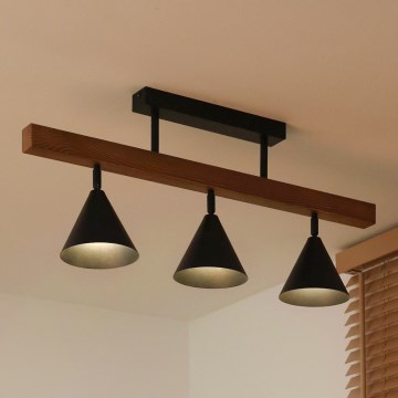 Duolla - Stropni luster IRONLINE, površinski montiran, 3xG9/3W/230V, borovina/hrast/crna