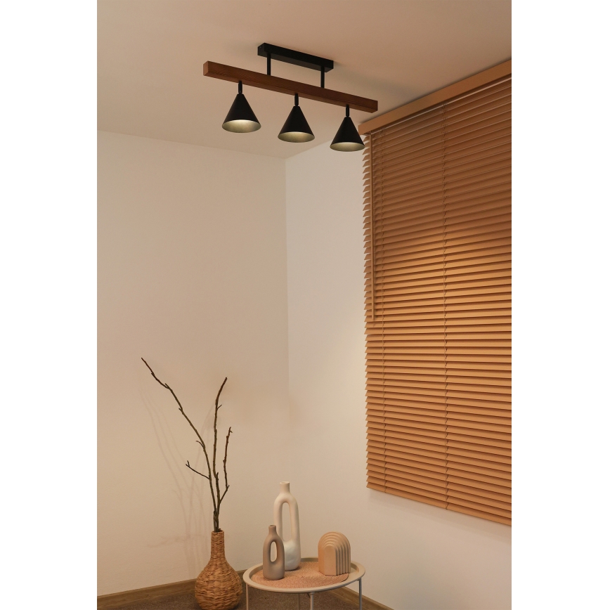 Duolla - Stropni luster IRONLINE, površinski montiran, 3xG9/3W/230V, borovina/hrast/crna