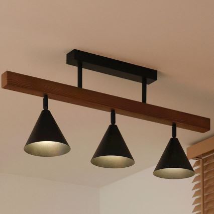 Duolla - Stropni luster IRONLINE, površinski montiran, 3xG9/3W/230V, borovina/hrast/crna