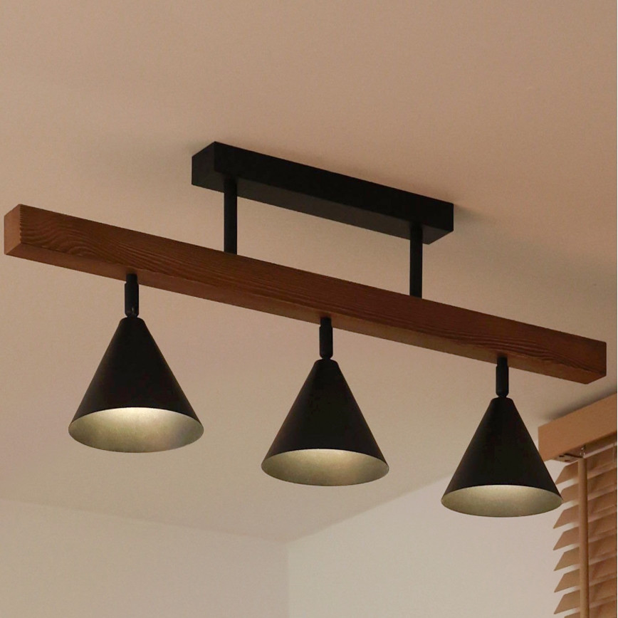 Duolla - Stropni luster IRONLINE, površinski montiran, 3xG9/3W/230V, borovina/hrast/crna