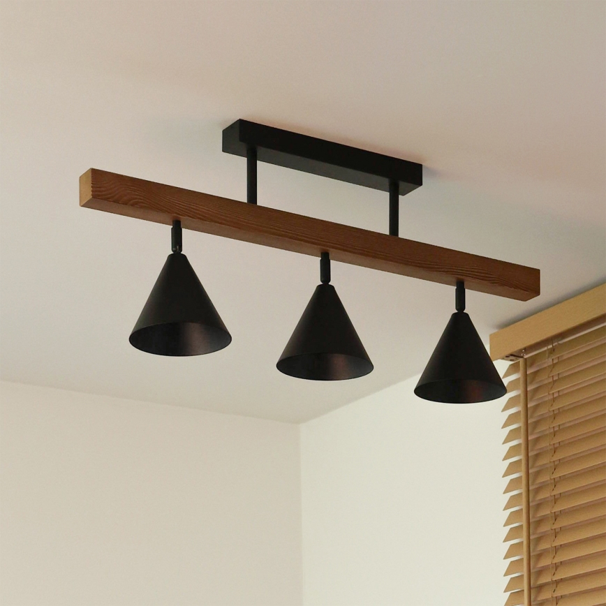 Duolla - Stropni luster IRONLINE, površinski montiran, 3xG9/3W/230V, borovina/hrast/crna
