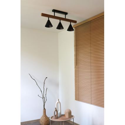 Duolla - Stropni luster IRONLINE, površinski montiran, 3xG9/3W/230V, borovina/hrast/crna