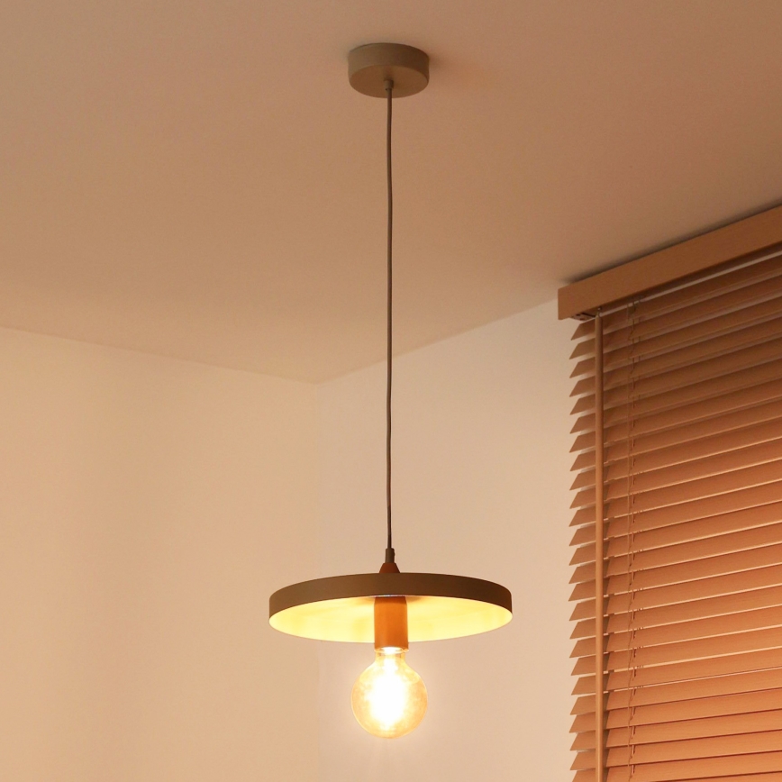 Duolla - Viseća svjetiljka na sajli IRONLINE 1xE27/15W/230V Ø 30 cm bež/bakrena