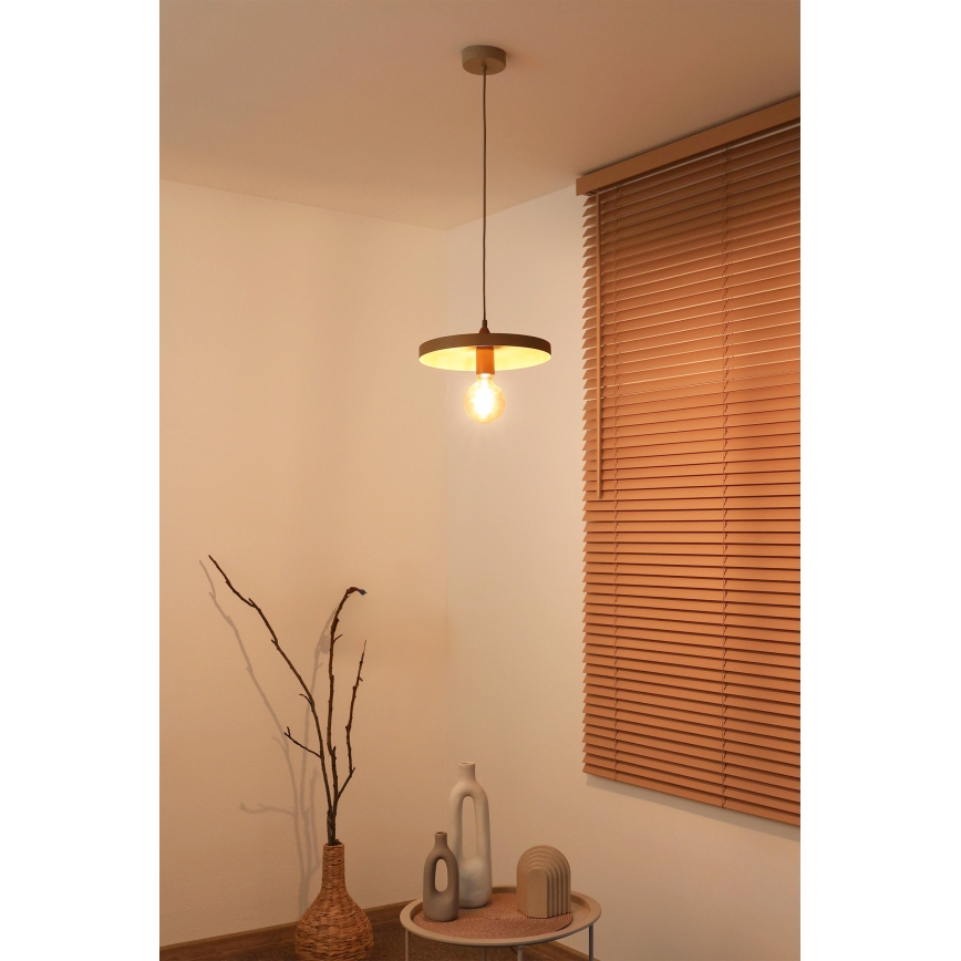 Duolla - Viseća svjetiljka na sajli IRONLINE 1xE27/15W/230V Ø 30 cm bež/bakrena