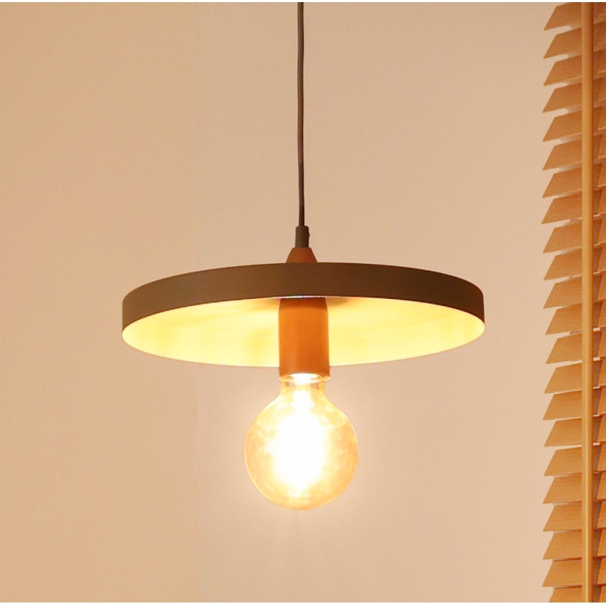Duolla - Viseća svjetiljka na sajli IRONLINE 1xE27/15W/230V Ø 30 cm bež/bakrena